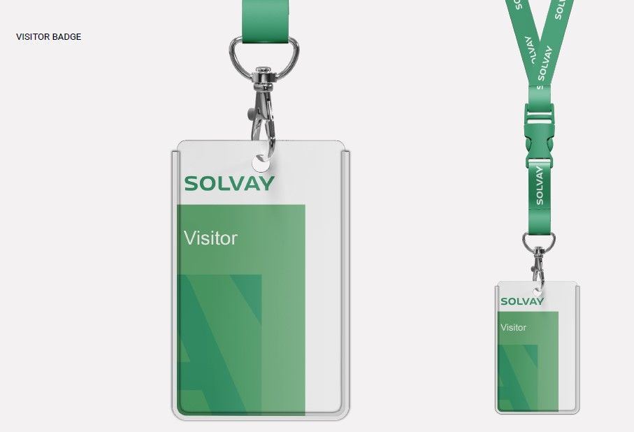 NEW BADGE SOLVAY BADGE VISITOR ILLUSTRATION