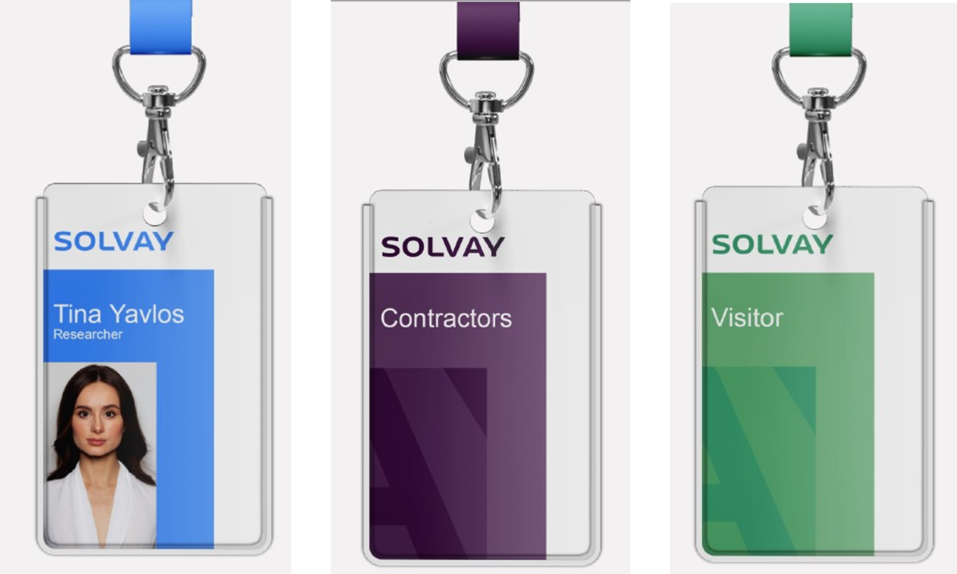 BADGES SOLVAY ILLUSTRATION EMPLOYEE VISITORS CONTRACTORS
