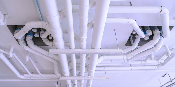 Industrial pipes for plumbing system on building